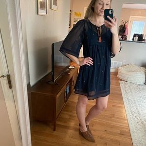 Lucky Brand Navy Blue Baby Doll Dress